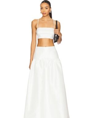 More to Come White High-Waist Maxi Skirt Set